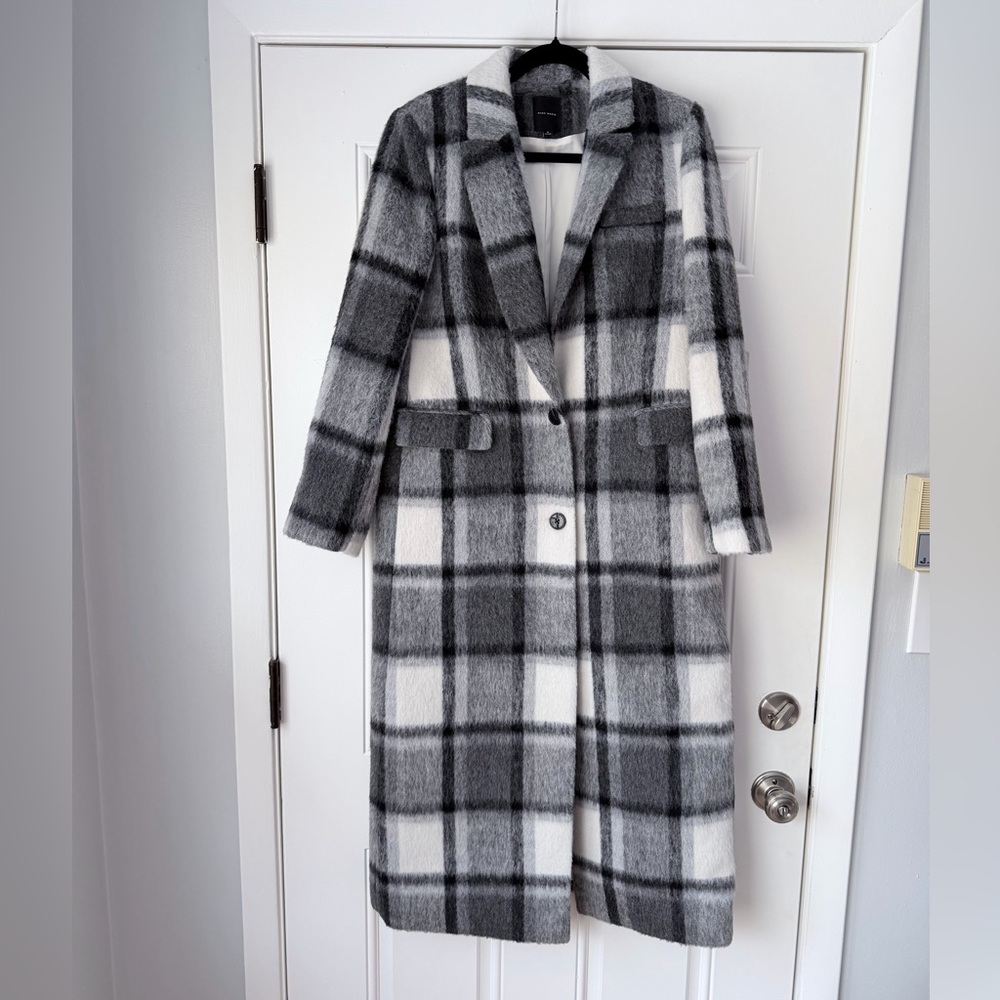 ALEX MARIE‎ SIZE 6 long midi length wool blend coat white black
